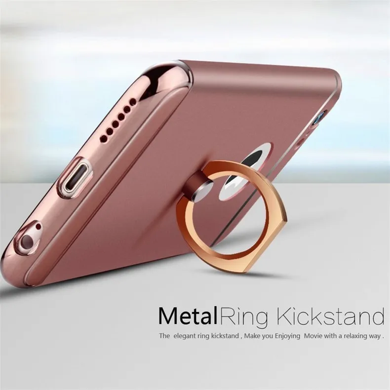 Чехол из розового золота для iPhone 7, 8 Plus, X, XR, XS Max, Жесткий Чехол из поликарбоната с кольцом для APPLE 6, 6 S, противоударный чехол для телефона, Coque для женщин