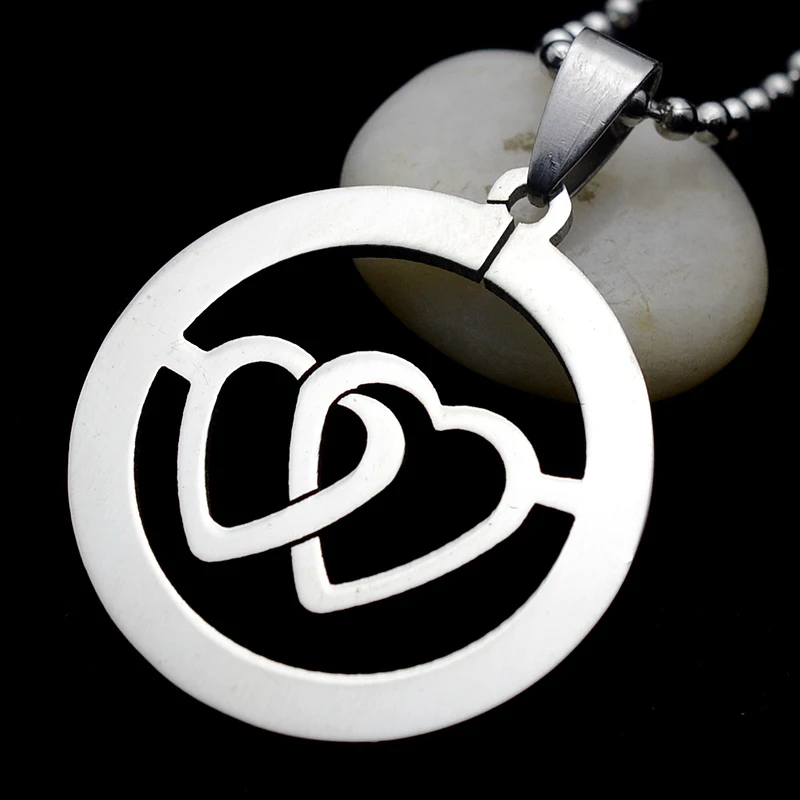 Круглая Подвеска из нержавеющей стали с символом сердца и надписью Love Dog Tag