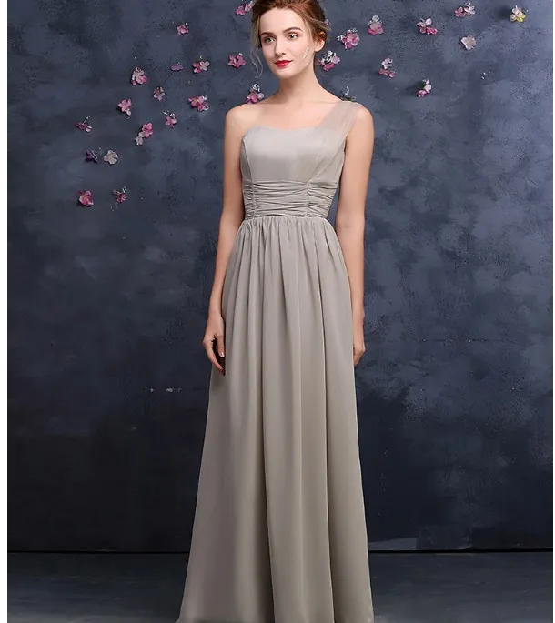 Robe de soiree Модное Элегантное Длинное Сиреневое платье подружки невесты на одно плечо летние платья Свадебные гостей H3960