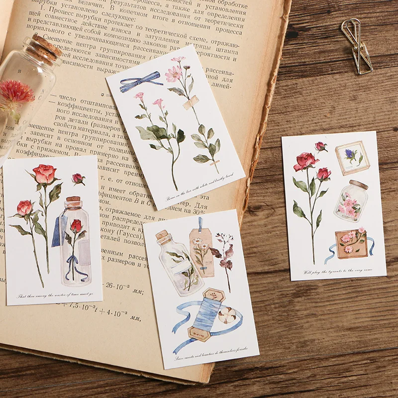 

5.2*8cm 54pcs Mini Card DIY flower gift to you theme multi-use Scrapbooking Craft Paper DIY Decoration gift card message card