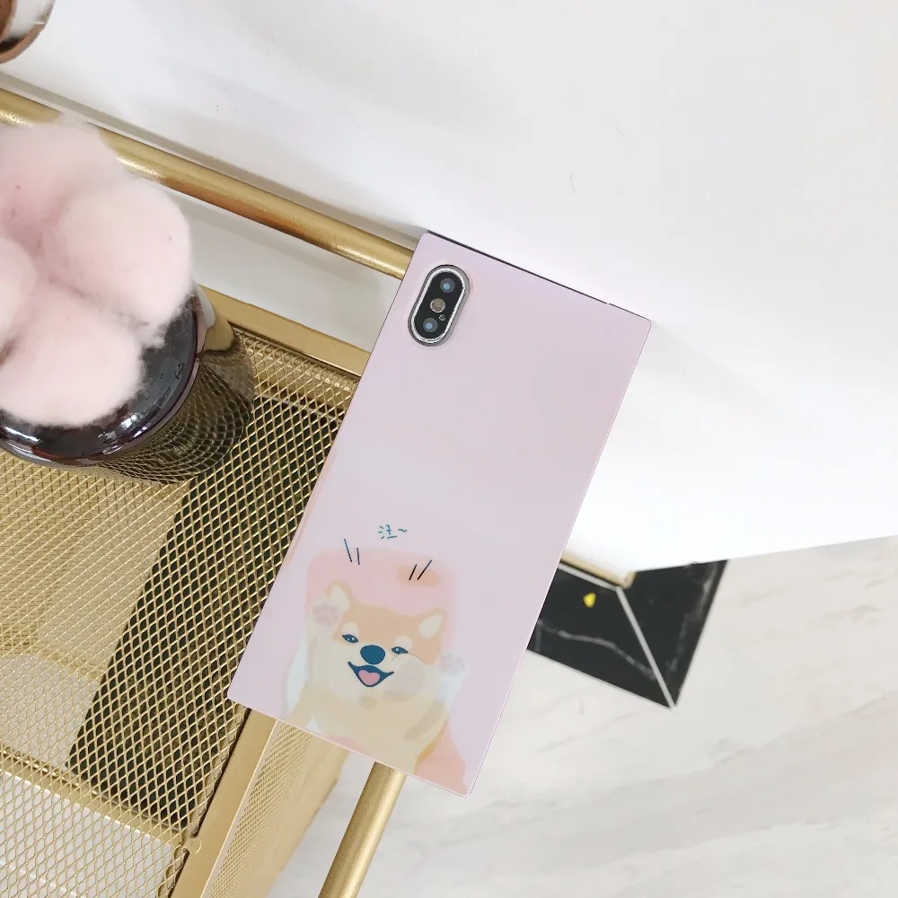 KJYKJ площади глянцевый телефон чехлы для Iphone X 7 8 плюс Blu-Ray Роскошные модные кошка