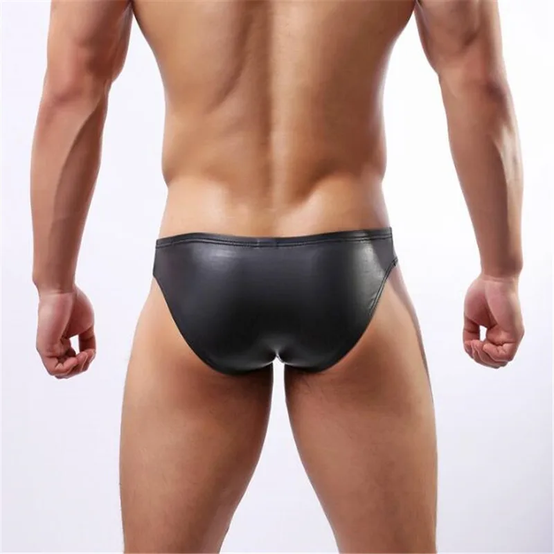 Сексуальное мужское нижнее белье из искусственной кожи мужские трусы эластичные