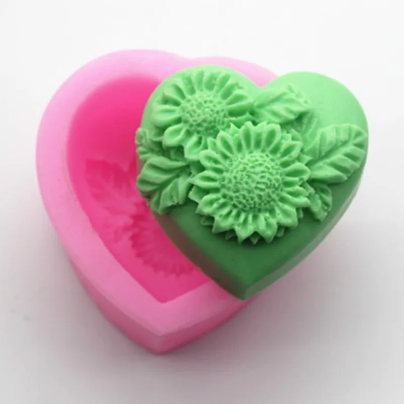 

Silicone Loaf Soap Making Molds DIY 3D Heart Flower Soap Mold