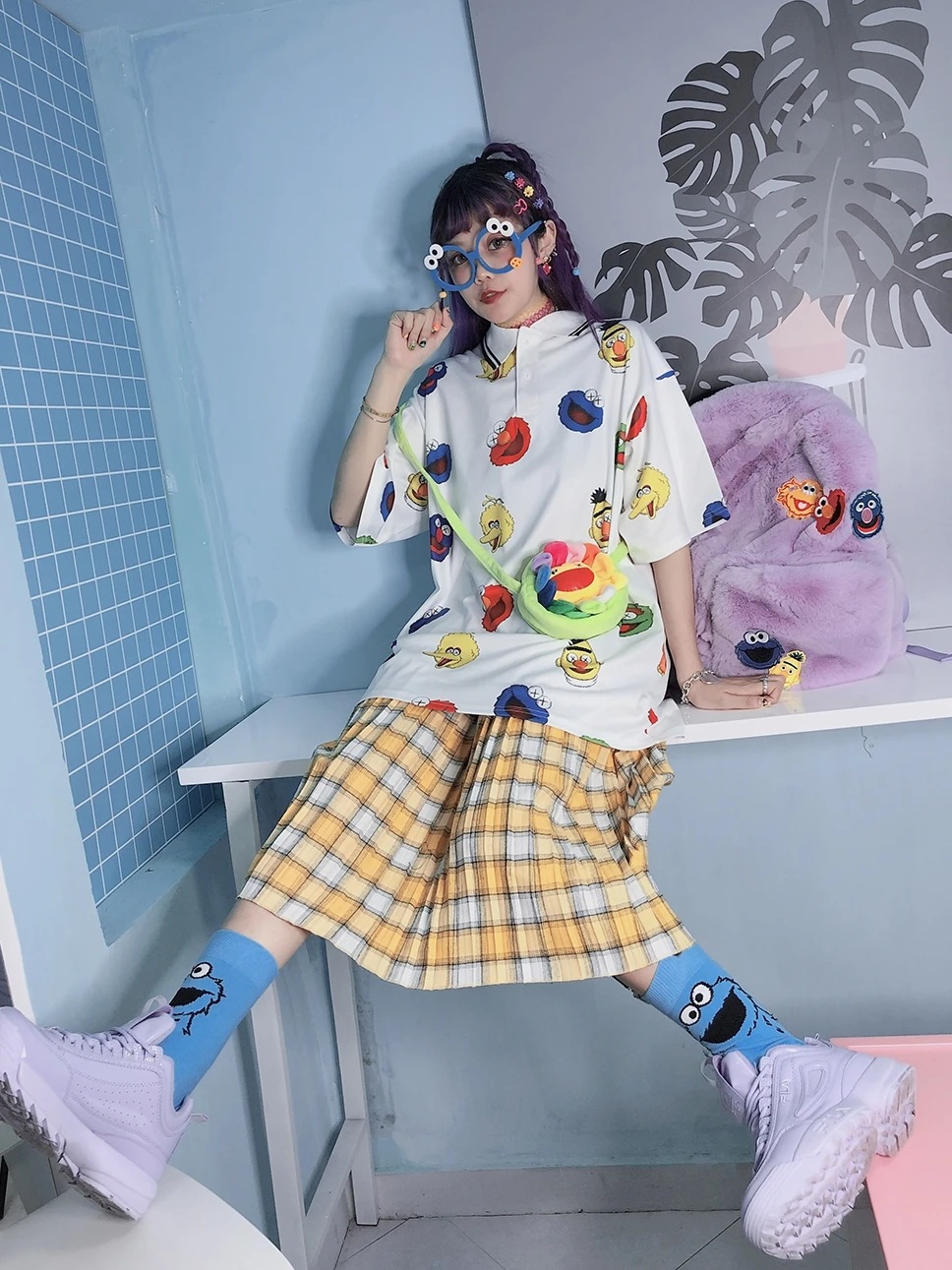 Harajuku милый мультфильм Поло печатных студенческий девушка издание|Футболки-поло|