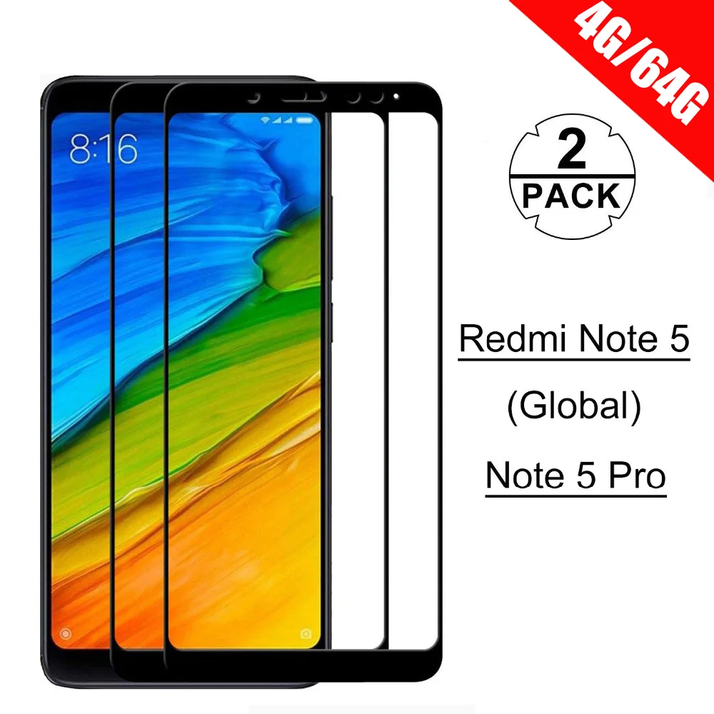[2 упак.] HD Экран закаленное защитное стекло на Xiaomi Redmi Note 5(Глобальный) стекло на Redmi Note 5 Pro Экран протектор стекло Xiaomi Redmi Note 5 4 гб 64 гб / стекло сяоми редми ноут 5