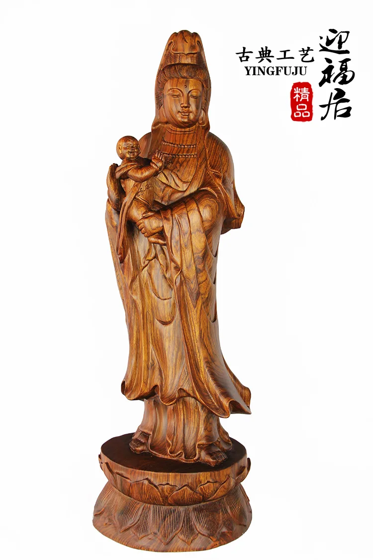 

Grass pear red wood wood crafts boutique Songzi Avalokiteshvara Buddha Wenwan Home Furnishing ornament