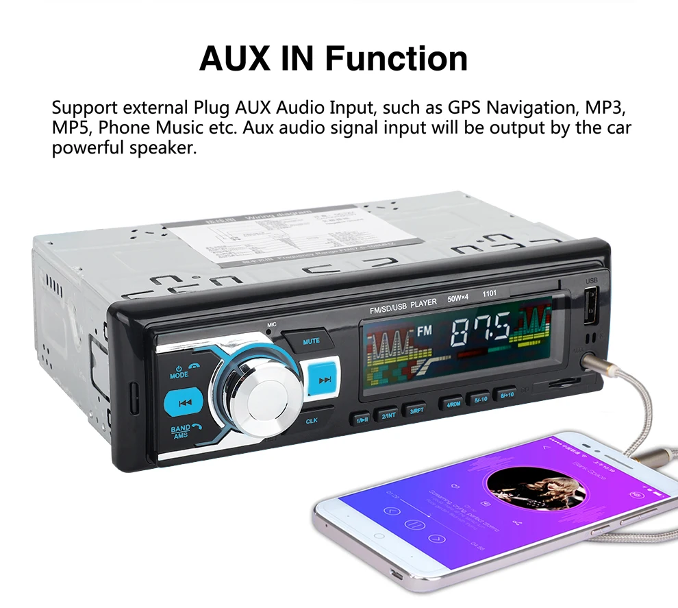 Bluetooth автомобильный стерео радио MP3 плеер Поддержка BT/FM/USB/SD Пульт дистанционного управления 12 В 1din Авторадио Hands-free время вызова дисплей