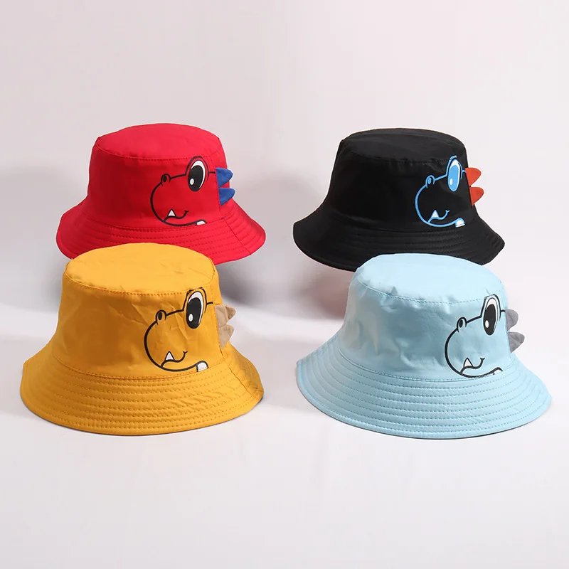 Dinosaur Baby Hat Cotton Double-sided Bucket Spring Autumn Cap Kids Hats Toddler Accessories 1PC | Детская одежда и обувь