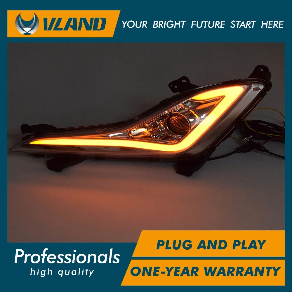Vland для Elantra светодиодный фонарь дневного света 2012 2016 (DRL) Противотуманные фары с