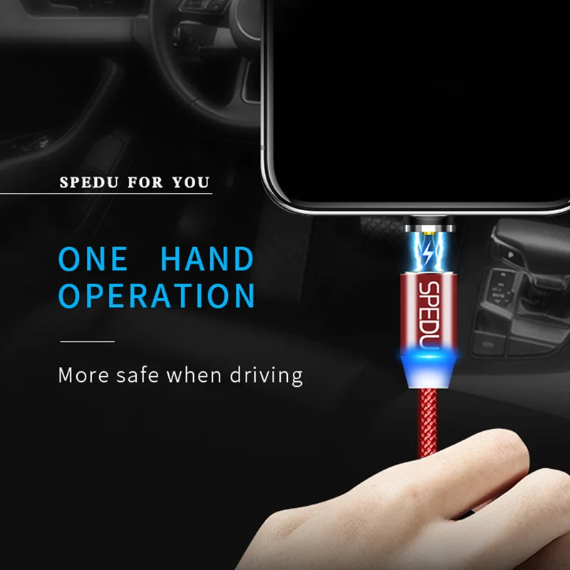 Автомобильное зарядное устройство USB SPEDU для iPhone X 6 7 8 XS Max, магнитный кабель, автомобильное зарядное устройство для телефона, Micro usb type c для samsung S9 S8 Plus xiaomi