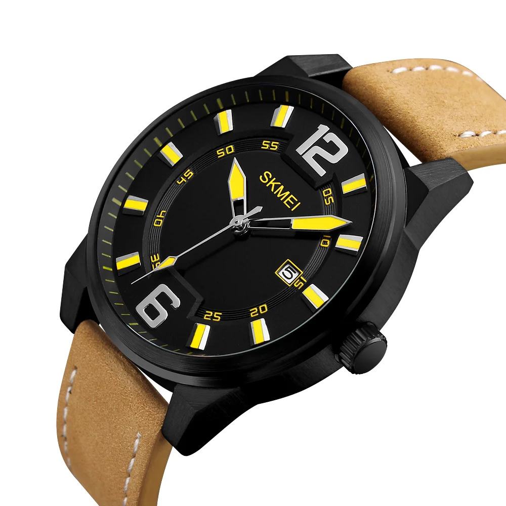 

Skmei Mens Watch Brand Luxury Sports Quartz-Watch Fashion Watches Military Leather Strap Men Wristwatch Relogio Masculino 1221