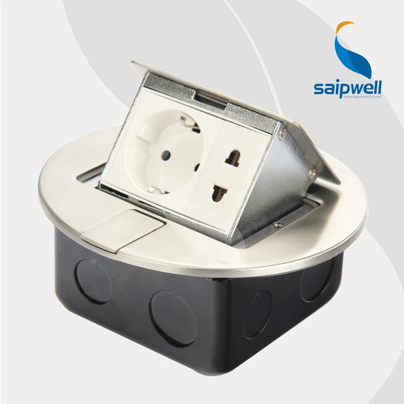 Напольная розетка из нержавеющей стали с круговым дизайном 16 А 220 В/Европейская и