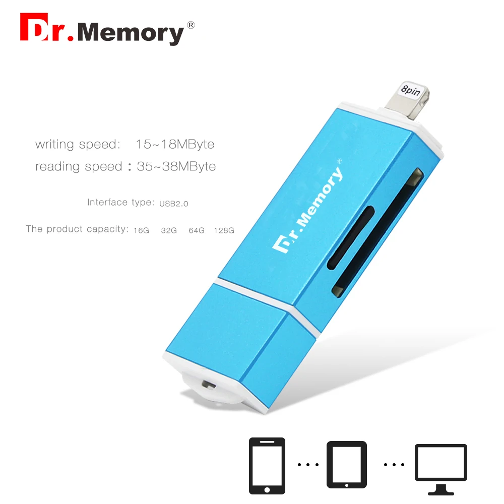 Картридер Dr.Memory 3 в 1 Lightning/Micro USB/USB 2 0 для iphone 6s 7 plus металлический Android OTG Micro SD|adapt