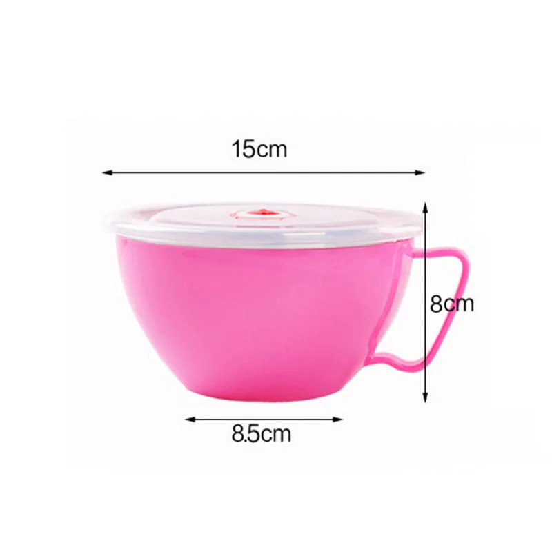 Высокое качество 900 мл миска для лапши с ручкой крышки из нержавеющей стали