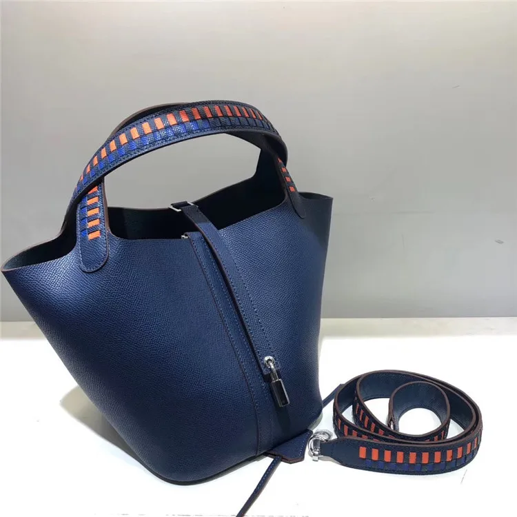 Dark Blue Новинка, плетеная вручную плетеная Сумка из воловьей кожи для овощей, сумка на плечо из воловьей кожи - Цвет: Dark Blue