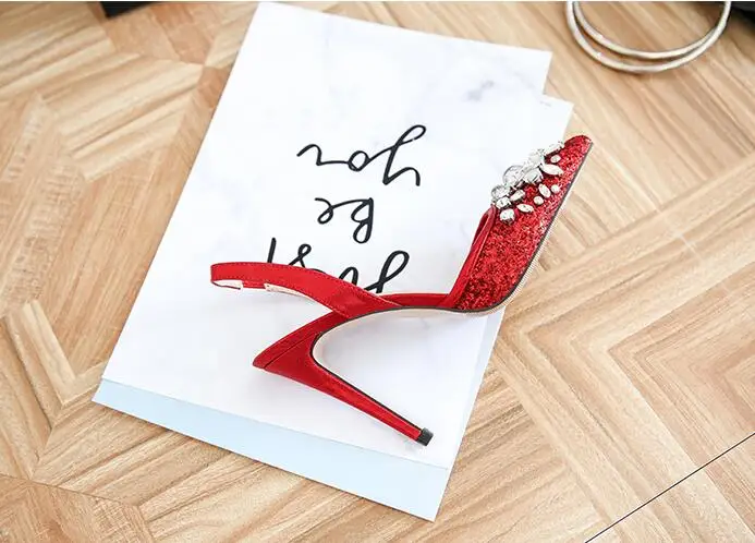 2018 Горячая Распродажа золотые блестящие туфли лодочки с ремешком на пятке острым