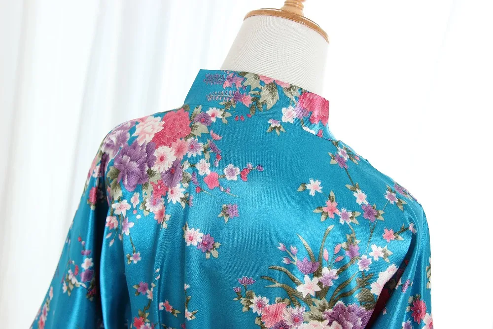 Женский халат кимоно Cherry robe голубой для сна домашний подружки невесты|Халаты| |