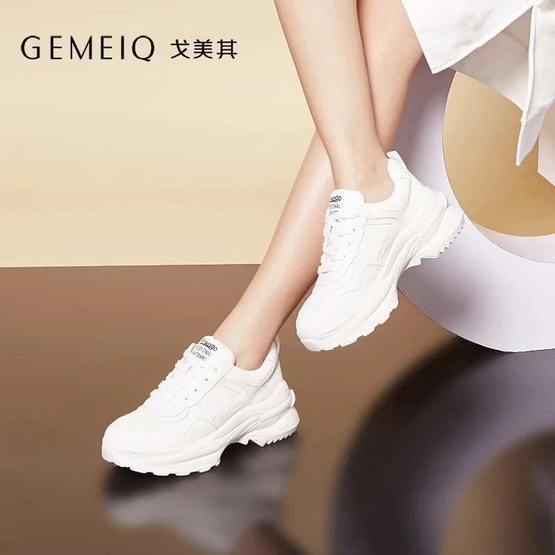 GEMEIQ/2019 г. Новые весенние туфли на платформе белые шнуровке женская повседневная