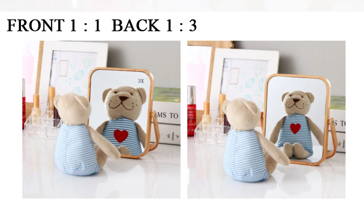 ORZ настольное продолговатое пластиковое зеркало для макияжа двустороннее деревянное зернистое цветное декоративное косметическое зеркало для ванной комнаты