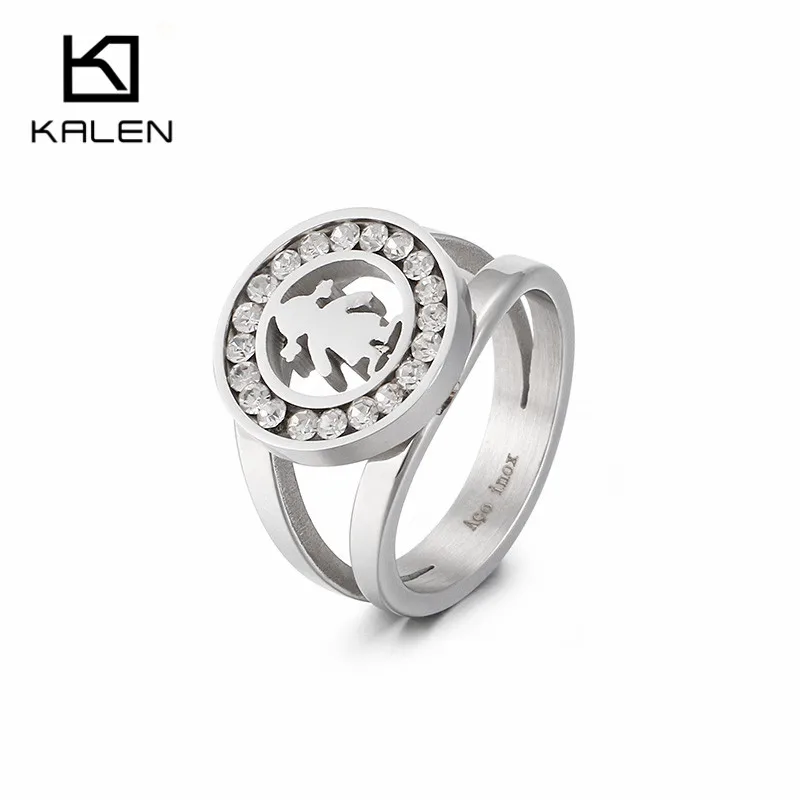 KALEN, нержавеющая сталь, золото/серебро, очаровательные кольца для девушек, для женщин, размер 6-9, стразы, Мультяшные, для девушек, на палец, кольца средней длины, Женские Ювелирные изделия - Цвет основного камня: KR47928-K