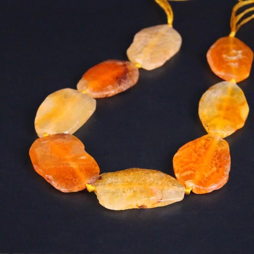 Approx8PCS/strand Orange Yellow Raw Dragon Veins Agates Druzy Faceted Slab Nugget Beads Drusy Gems Stone Slice Pendants Jewelry | Украшения