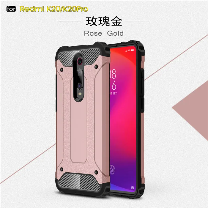 rose gold Для Xiao mi Red mi K20 Pro Чехол сверхпрочный ударопрочный Жесткий PC+ TPU Прочный двухслойный защитный чехол для Xiaomi mi 9T mi 9T задняя крышка - Цвет: rose gold