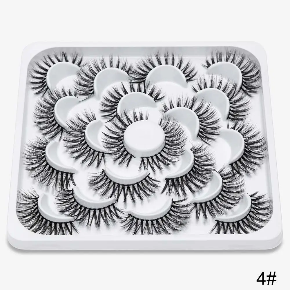 04 SEXYSHEEP 10 пар 3D Мягкие Накладные ресницы из искусственной норки натуральные спутанные ресницы крест-накрест Висячие ресницы расширение глаз макияж инструменты - Цвет: 04