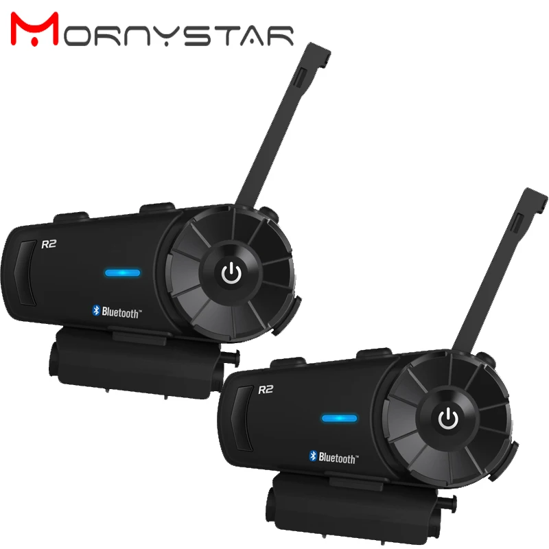 2 шт. R2 мотоциклетный шлем гарнитура Bluetooth Мото домофон 1200 м Водонепроницаемый IPX6 с батареей 800 мАч fm-радио