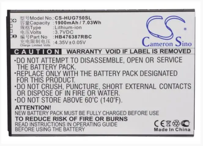 Cameron Sino 1900 мАч батарея для HUAWEI Ascend G750 G750-T00 G750-T01 G750-T20 B199 G750 G750-T00 G750-T01 G750-T20 Glory 4