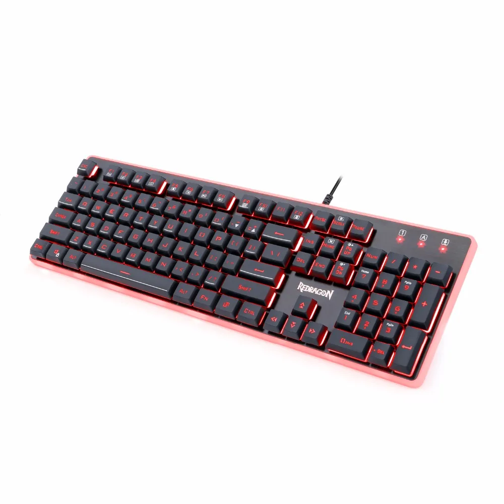 Redragon K509, USB мембранная игровая клавиатура, эргономичный, 7 цветов, светодиодный, подсветка клавиш, полный ключ, анти-привидение, 104, проводная, для ПК, компьютера, геймера
