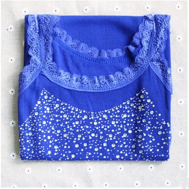 Royal blue Летние женские топы на бретельках для девочек, Элегантный жилет с кружевным воротником, топы на бретельках, стразы, кружевной потрясающий Топ без рукавов - Цвет: Royal blue