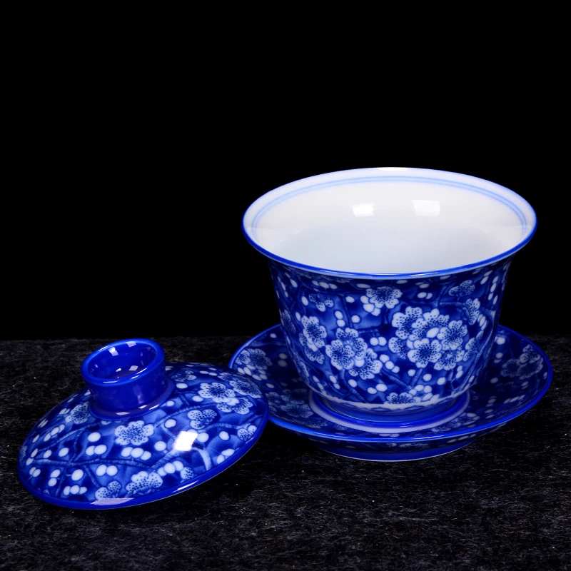225 мл Цзиндэчжэнь сине-белый фарфор Gaiwan чайный набор кунг-фу посуда для напитков