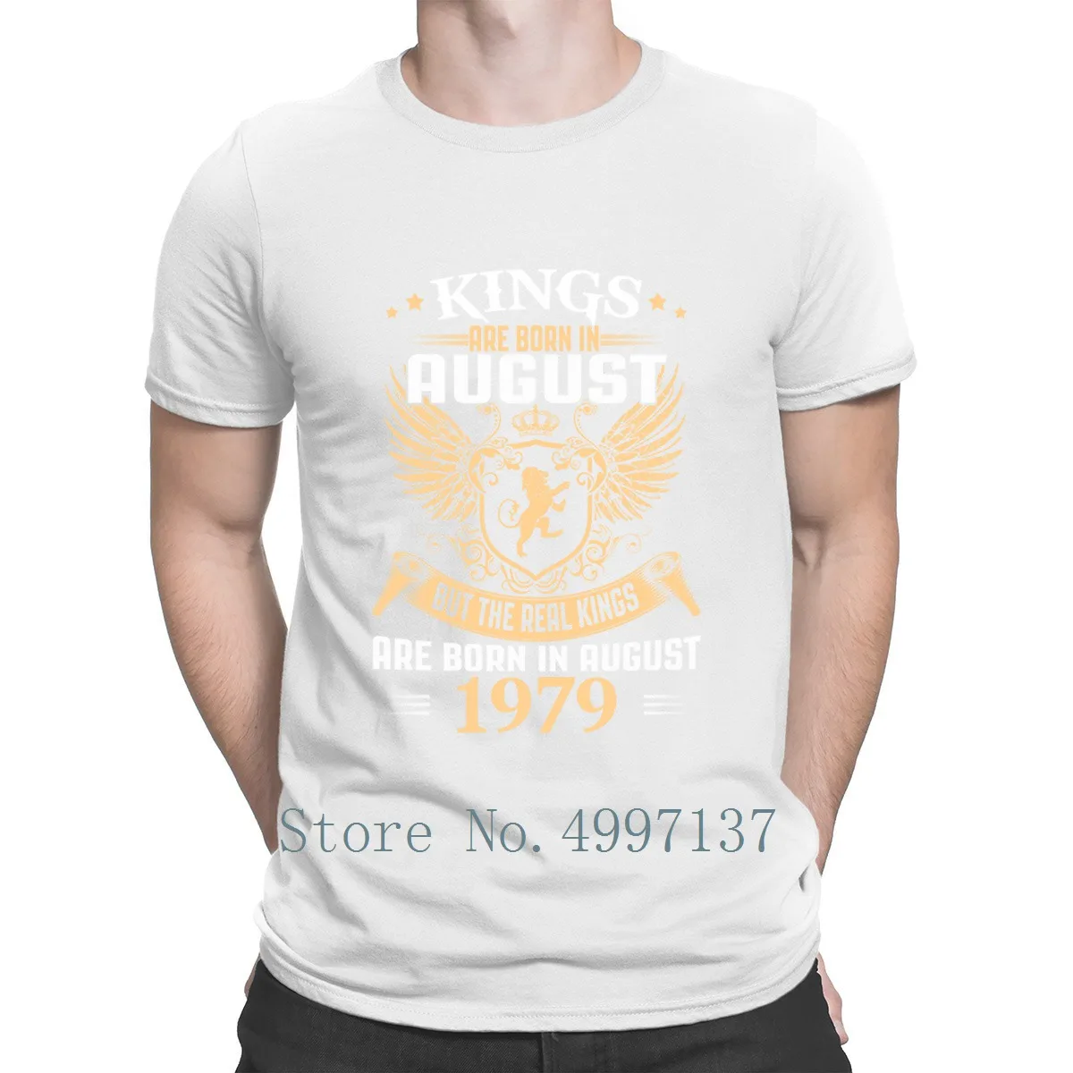 Футболка с круглым вырезом из хлопка надписью &quotKings Legends&quot &quotBorn в августе