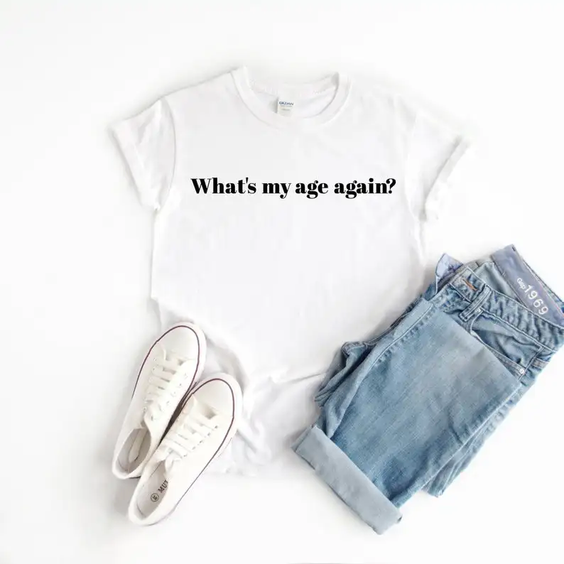 

Skuggnas New Arrival What's My Age Women's T-Shirt 90's Music Graphic Top Short Sleeve tumblr tees Aesthetic Clothing drop ship
