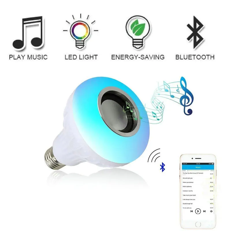 E27 LED RGB Bubble Bluetooth музыкальная лампа 12 Вт 7 видов цветов светодиодный светильник