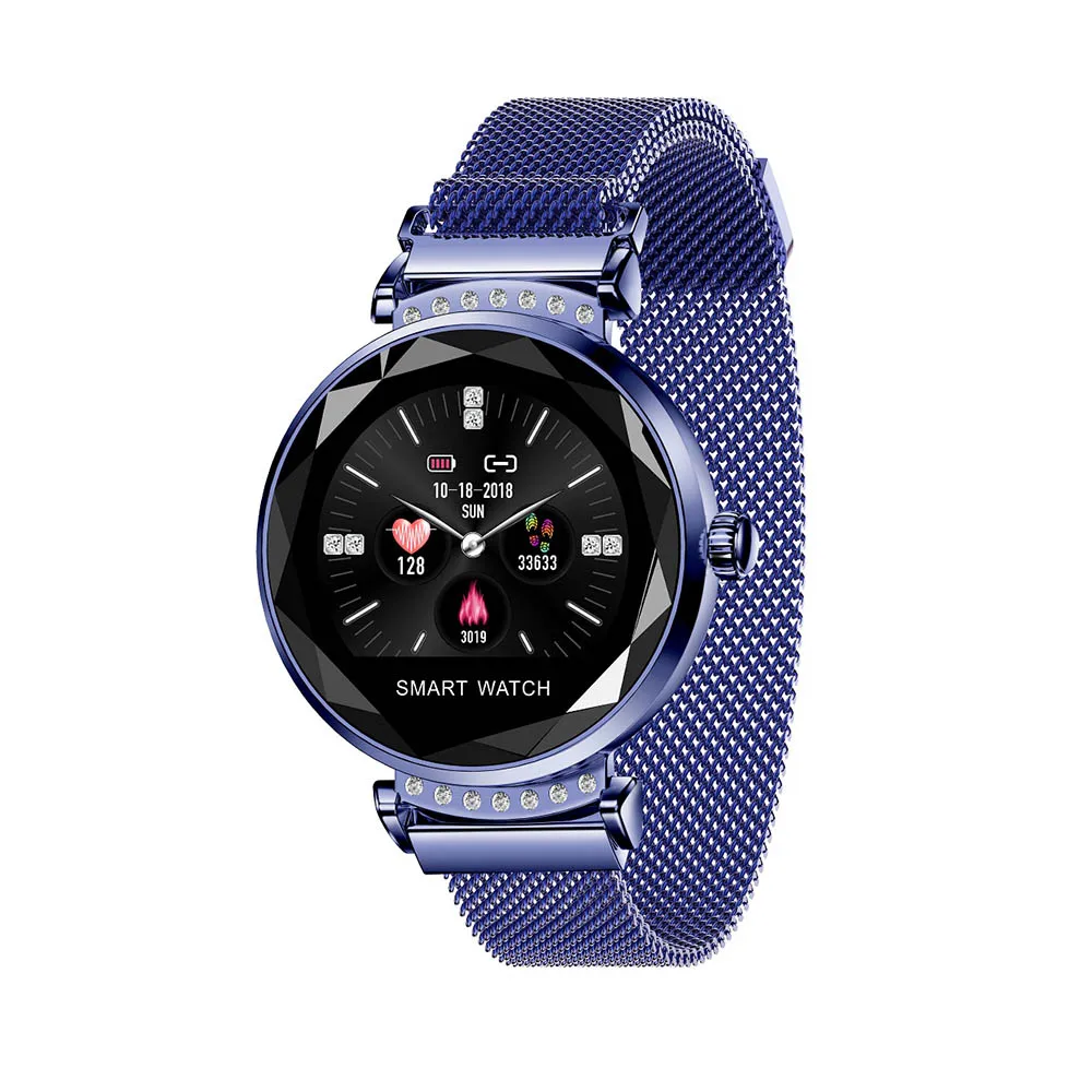 Blue SCELTECH H2 роскошный Смарт-фитнес браслет Для женщин крови Давление сердечного ритма браслет для мониторинга женские часы для IOS Android - Цвет: Blue