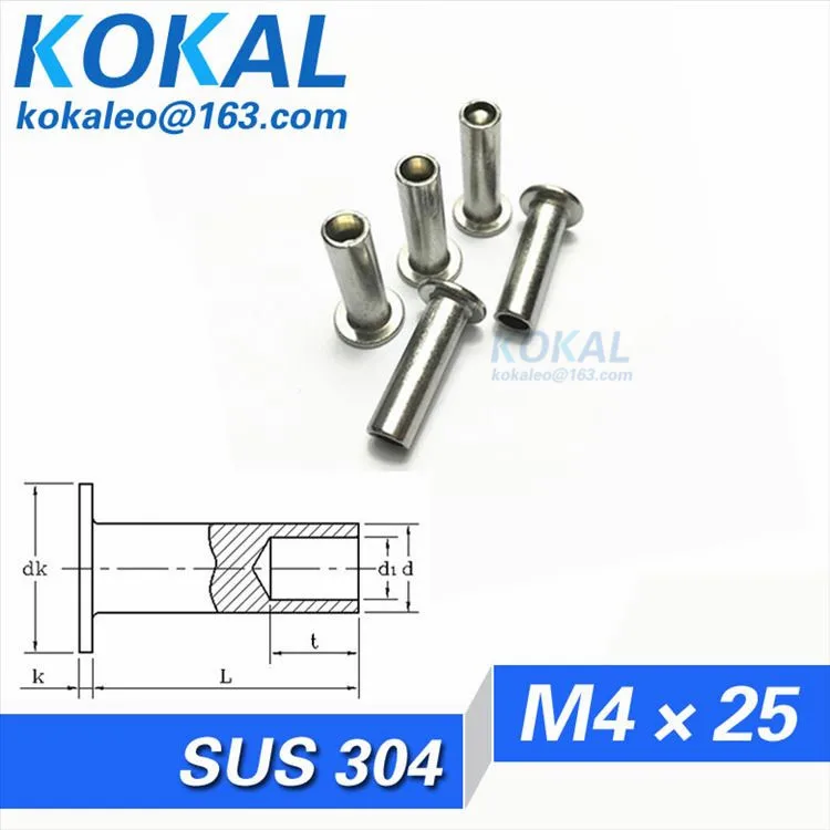 [304-M4*25] 100 шт. SUS304 нержавеющая сталь тонкая плоская головка с заклепками M4 * 25 мм