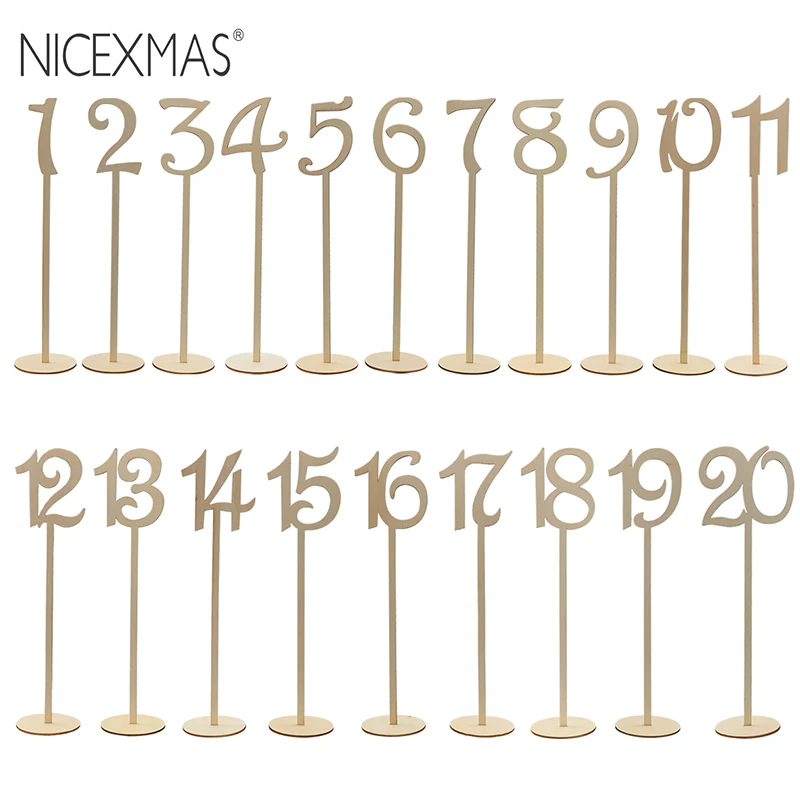 NICEXMAS 20шт номер 1-20 деревянный стол с номерами Держатель для свадьбы, дома, вечерние украшения, вывески