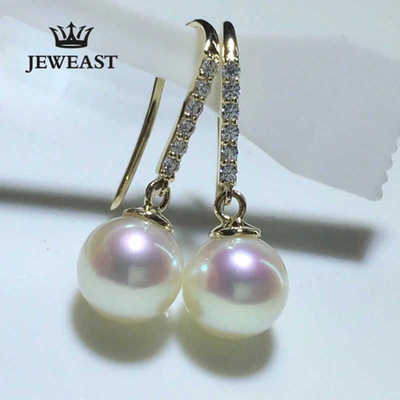 Серьги-капельки с золотым жемчугом, 18 k, модные женские, женские, для девушек, подарок, однотонные, 750, вечерние, натуральные, хорошие, как и хорошая скидка