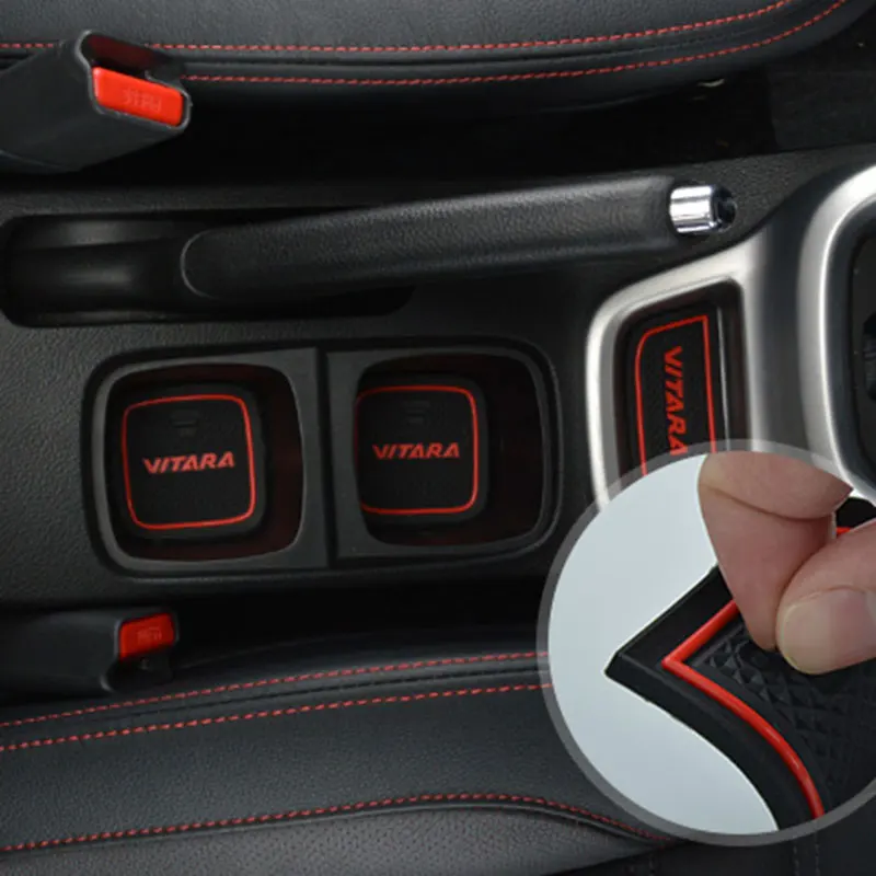 Автомобильные резиновые ворота Слот коврик NON SLIP двери GROOVE коврики для SUZUKI VITARA 2015