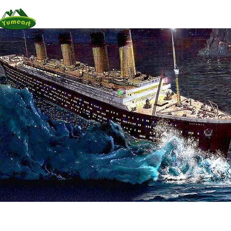 YUMEART ремесла Сделай Сам Кристальный мозаичный Титаник пейзаж картина выложенная
