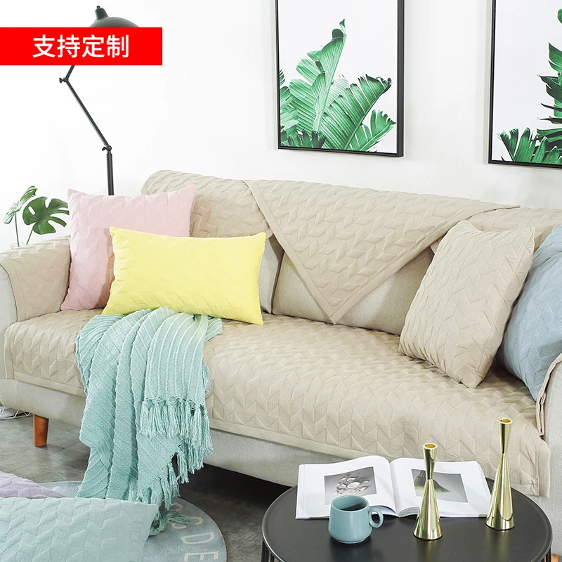 Многоразовый хлопковый диван-подушка Одноцветный диван-кровать чехол на четыре