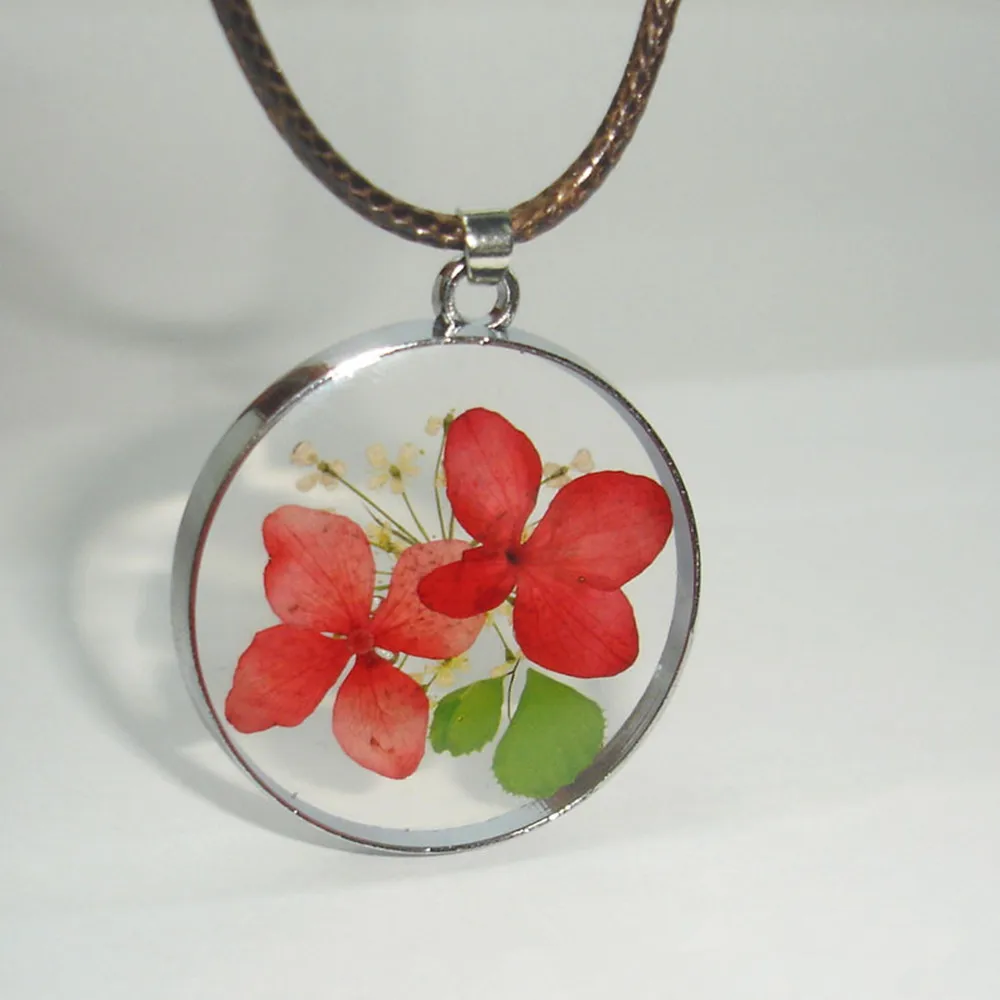 Resin Dried Flower Pendant Necklace For Women Natural Short Accessories | Pendants