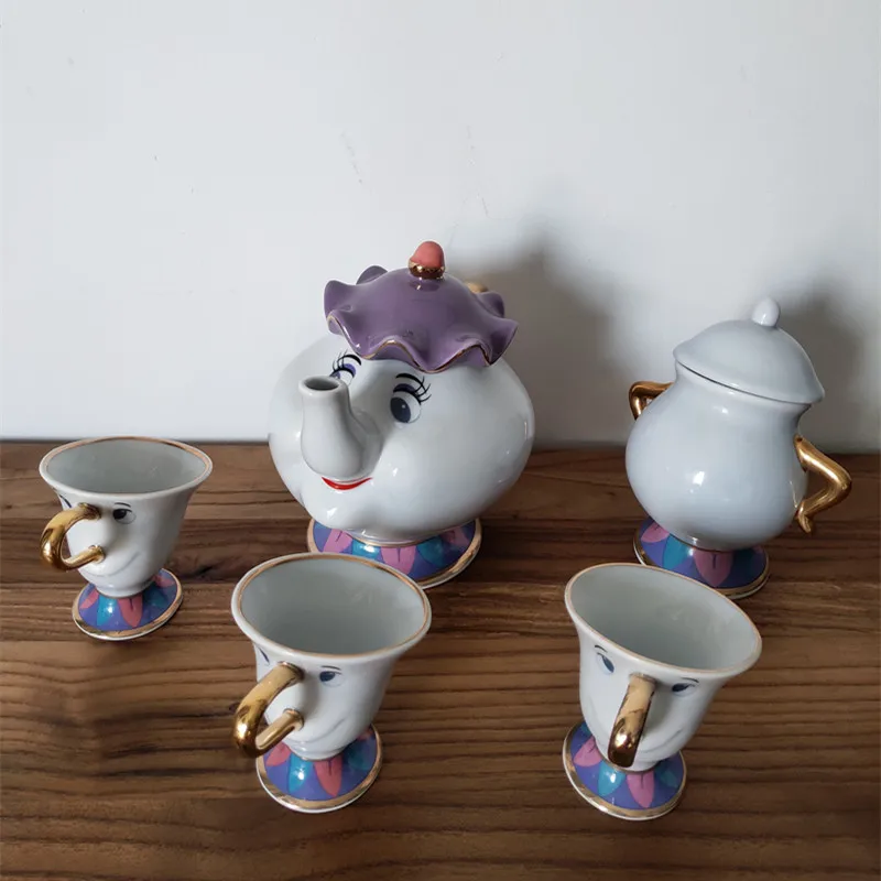 Лидер продаж, чайный горшок "Красавица и Чудовище" Mrs Potts Chip, чайный горшок, Набор чашек, керамический Cogsworth Lumiere, прекрасный Рождественский подарок, быстрая