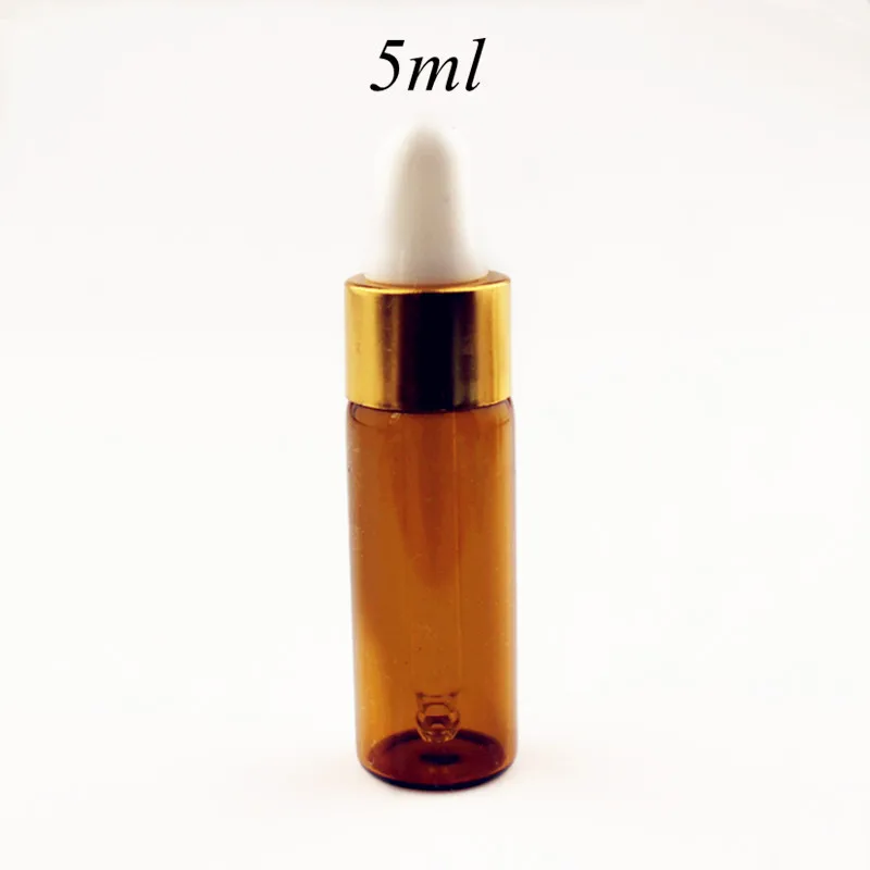 5ml gold white 10 шт./лот 1 мл 2 мл 3 мл 5 мл янтарная стеклянная бутылка-капельница пустые бутылки для эфирного масла капельница Многоразовые прозрачные стеклянные флаконы - Цвет: 5ml gold white