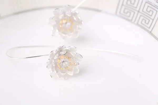 Женские серьги в виде лотоса из стерлингового серебра 2017 пробы модные ювелирные