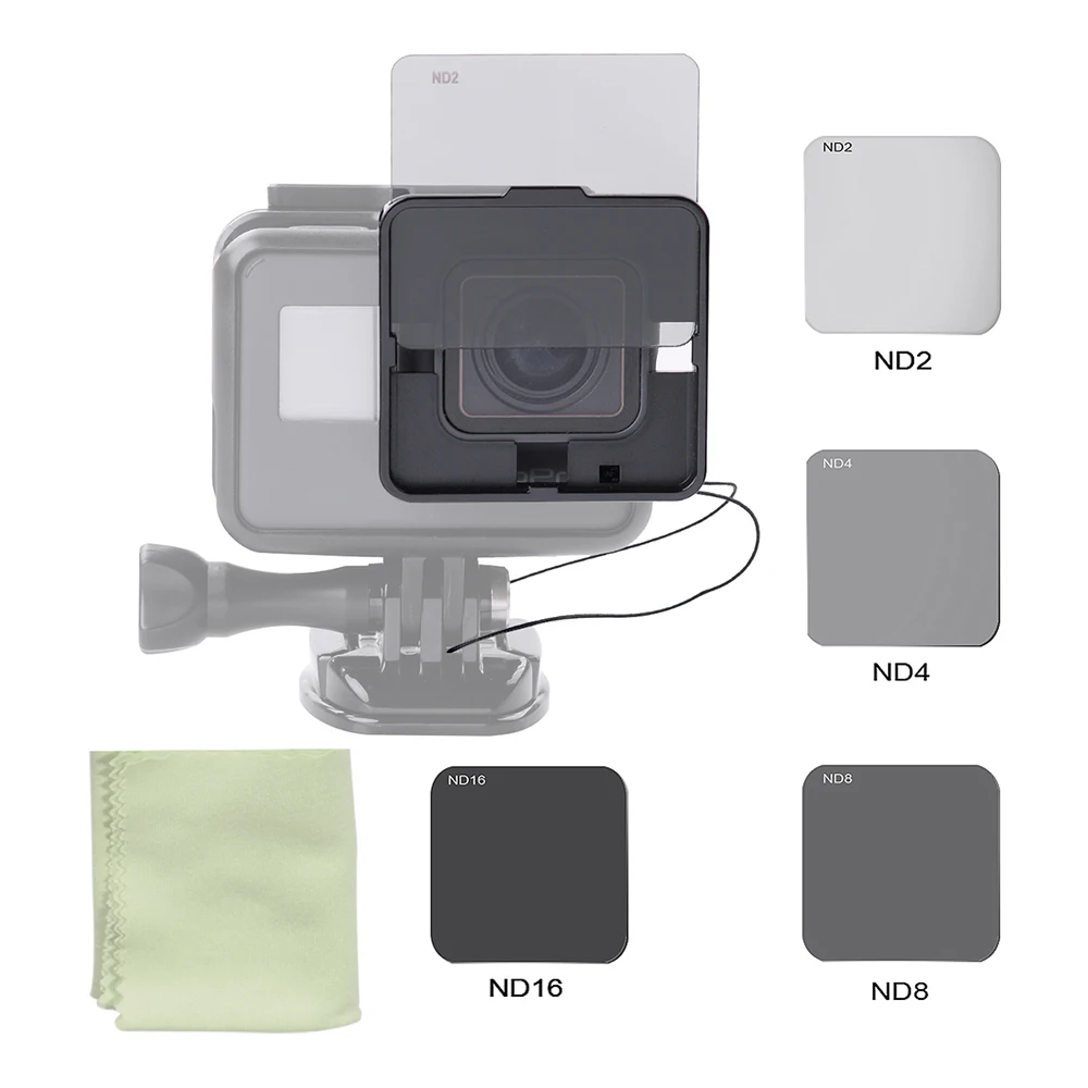 Набор фильтров ND2/ND4/ND8/ND16 для GoPro Hero 5 Комплект с держателем монтажной рамы |