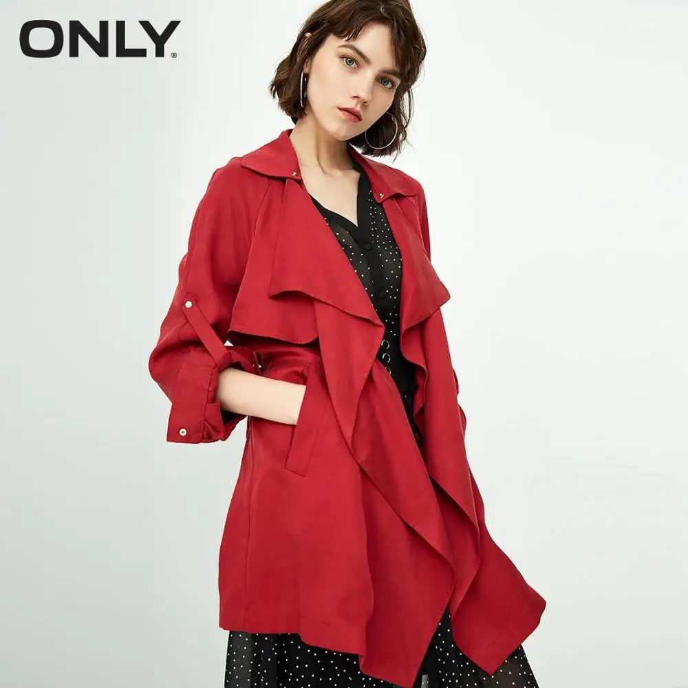 RIO RED Только женский стиль tencel ремень с длинным тренчем | 118336505 - Цвет: RIO RED