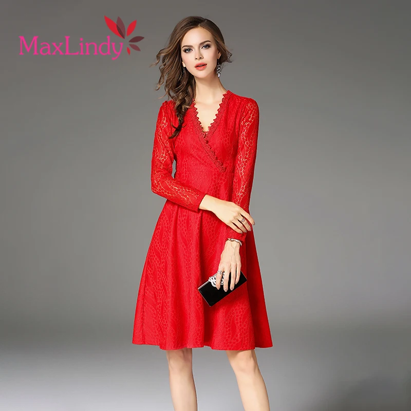 Maxlindy платье Мода Лето V Средства ухода за кожей Шеи Сплошной Для женщин