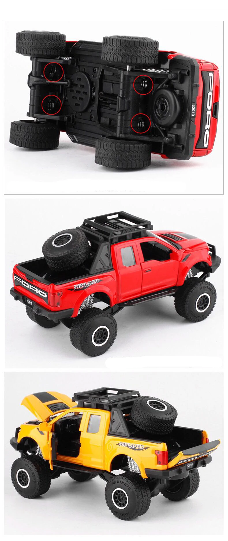 Сплав литья под давлением для Ford F150 Raptor пикап Рок Гусеничный грузовик Вытяните назад Модель автомобиля коллекция звук и светильник хобби игрушки подарок